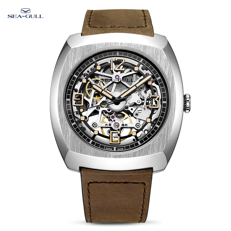 Orologio Meccanico Automatico Uomo Con Quadrante Scheletro E Cinturino In Acciaio - Impermeabile 3 ATM, Luminoso