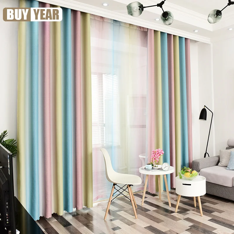 Korean Style Blackout Printed Curtains for Bedroom Living Room Idyllic