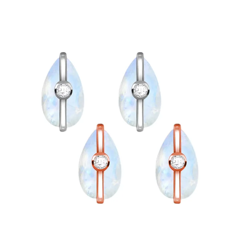 

Japanese, Korean, European, and American versatile special high-end design, water droplet moonlight stone earrings for women