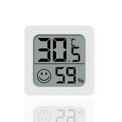 Compact Digital LCD Thermometer and Hygrometer - High-Precision Indoor Temperature and Humidity Monitor (White)