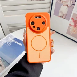 Luxury Matte Magnetic Shockproof Phone Case with Wireless Charging Compatibility for Huawei Nova 15 Pro (Orange)