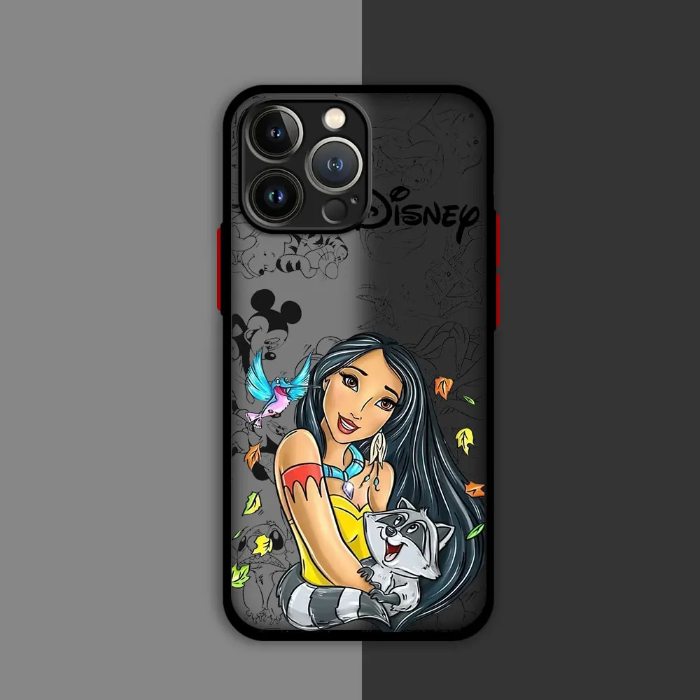 Case For Apple iPhone 11 13 15 14 Pro Max 12 Mini 7 8 Plus XR X XS XE 6 6S Skin Feel Scrub Phone Cover TPU Disney Princess Shell