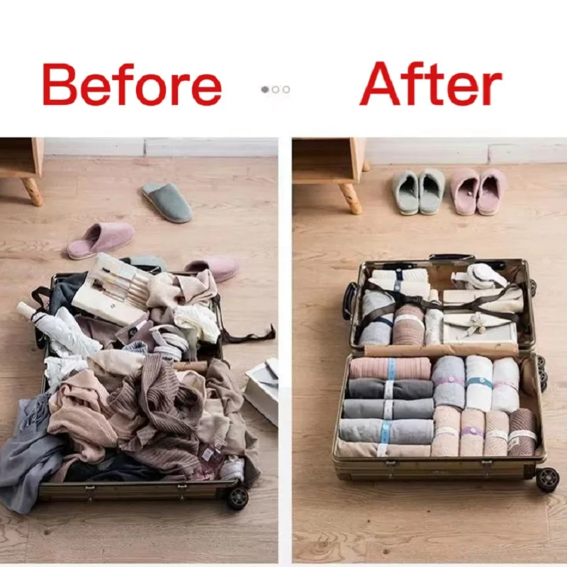 Clothes Storag Straps Lazy Folding Clothes Artifact Organizer For Wardrobe Bra Socks Storage Roll Elastic Band Cabinets Drawer 2