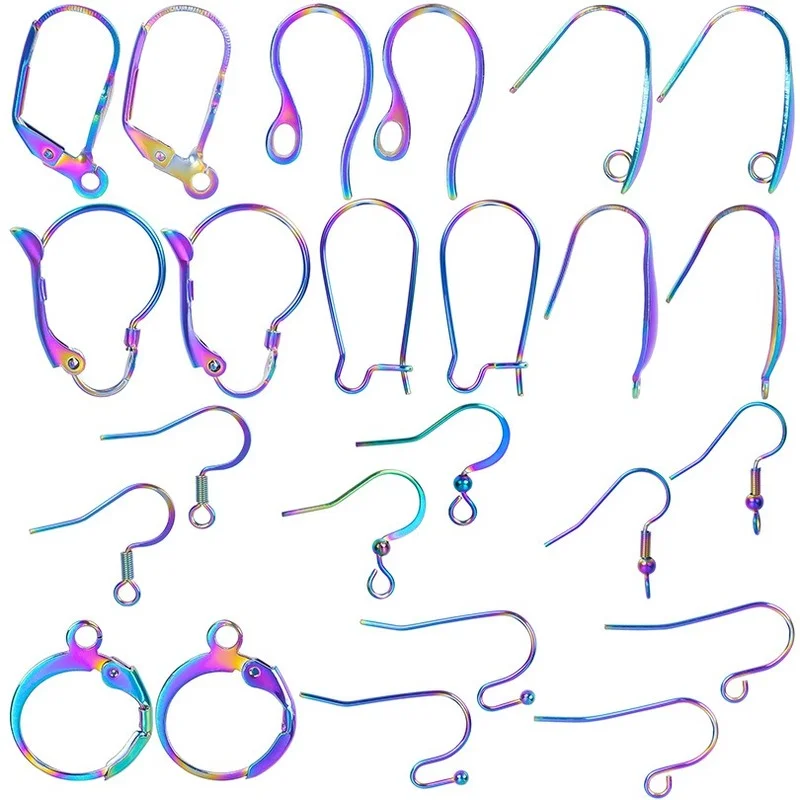 Beebeecraft 1 Boîte 300 Pièces Ensemble De Crochets De Boucle D'Oreille En Acier Inoxydable 5 Styles Crochets De Boucle D'Oreille Français Et Connecteur De Fil D'Oreille Pour La Fabrication