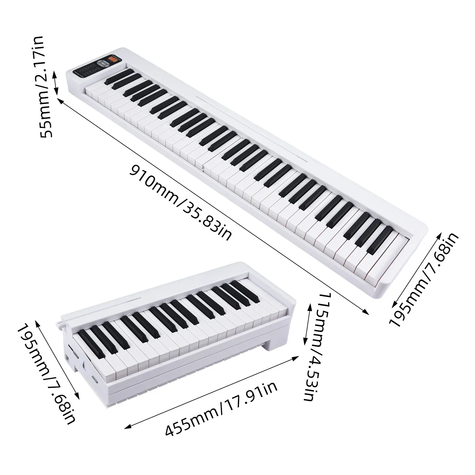 1PCS Multifunctional electronic organ portable 61-key foldable LCD display BT connected digital piano for adult beginners