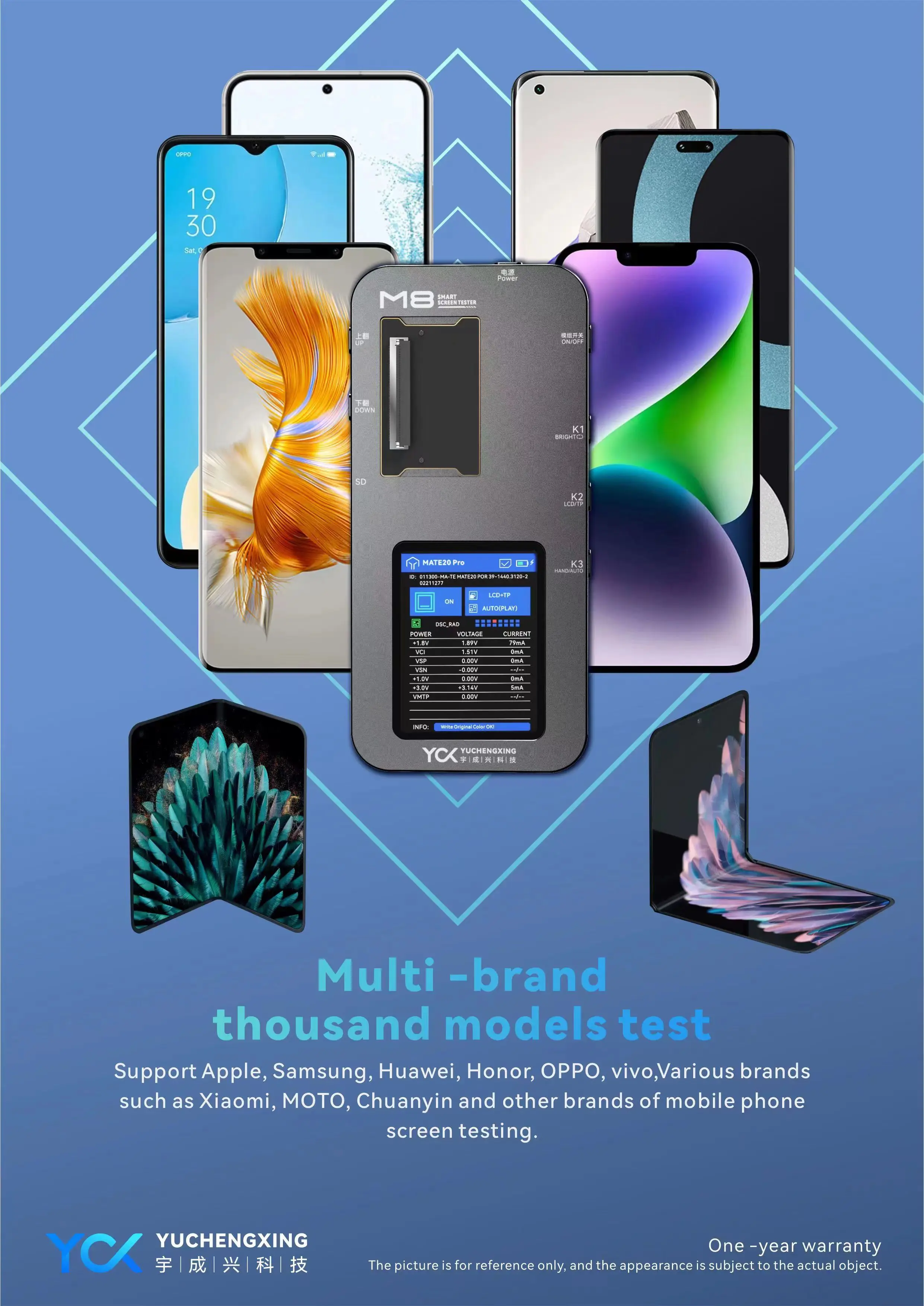 YCX M8 스마트 LCD 스크린 테스터, 휴대폰 테스트, 트루 톤 OLED 스크린, 3D 터치 테스트
