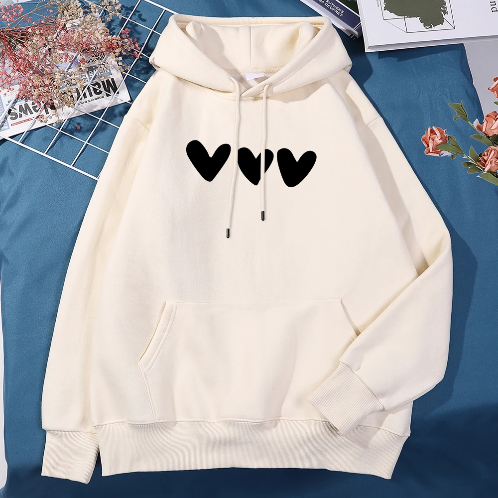 

Black Heart Printed Men Hoodies Harajuku Vintage Clothing Fashion Oversized Shoulder Drop All-Match Simplicity Clothes For Men