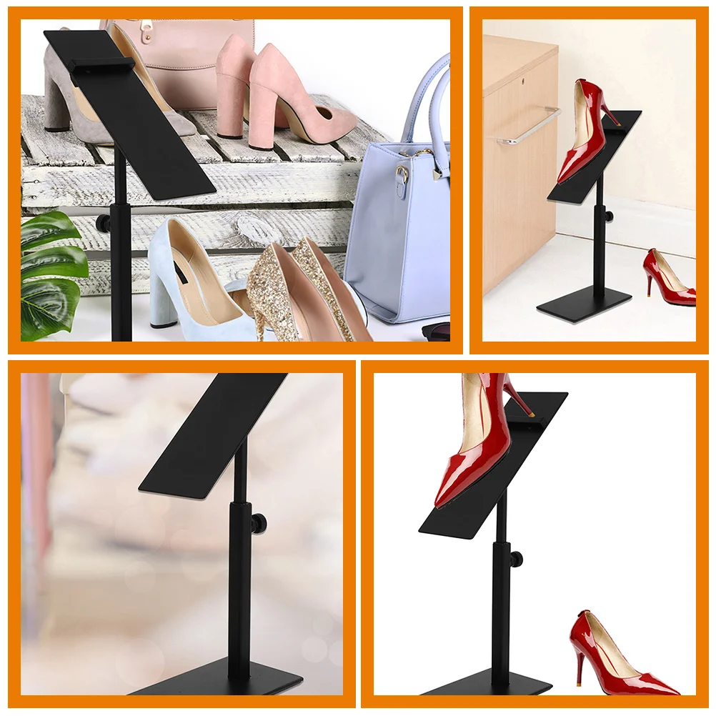 Adjustable Shoe Display Racks 2 pcs Stainless Steel Shoe Stand Metal High Heels Display Holders