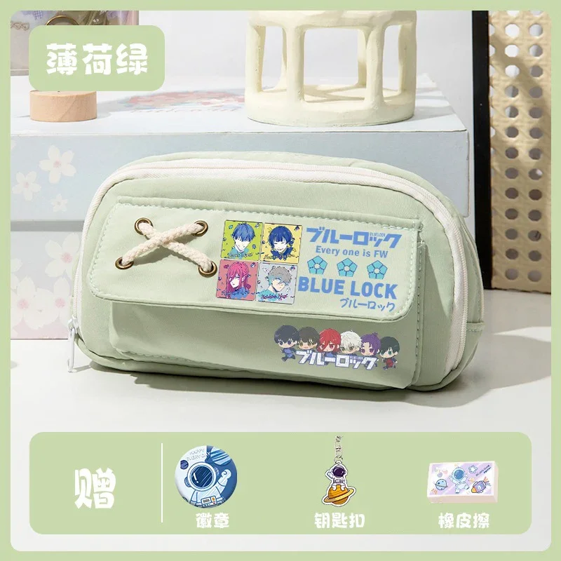 أسود أبيض أزرق أخضر، قفل أزرق، حقيبة أقلام مقلمة أ...