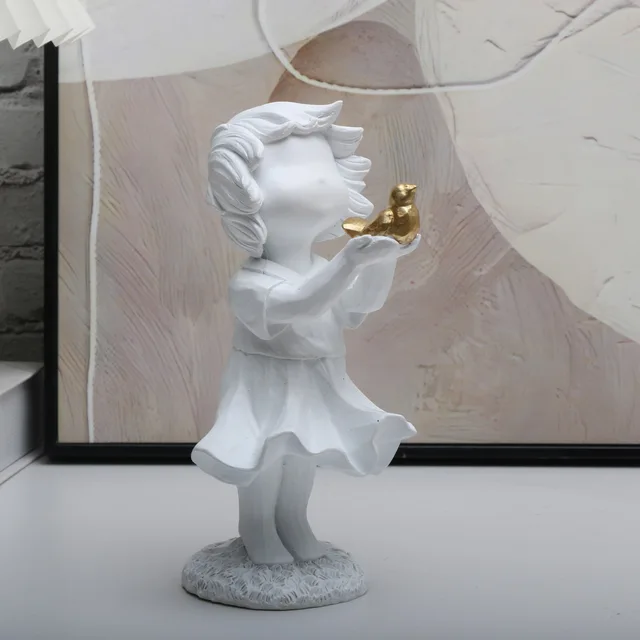 Banksy coeur ballon et fille volante inspiré œuvre moderne Sculpture décoration de la maison Statue décoration 5