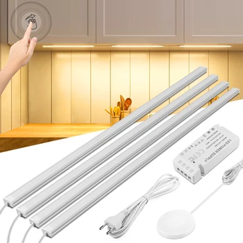 1-6Pcs Kitchen LED Under Cabinet Light Penetrable Wood Hand Scan Motion Sensor Touch Switch Dimmable Bathroom Bar Night Lamp 1
