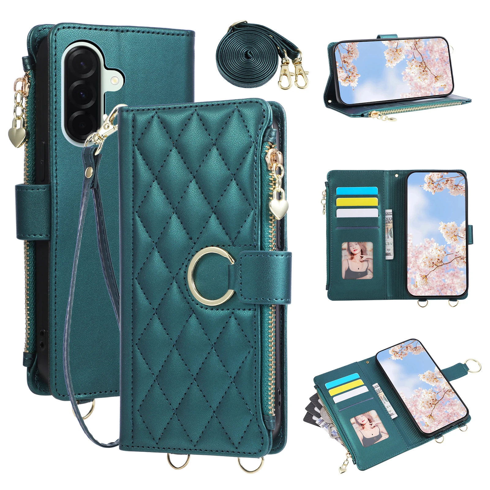 Stylish Crossbody Zipper Wallet Case