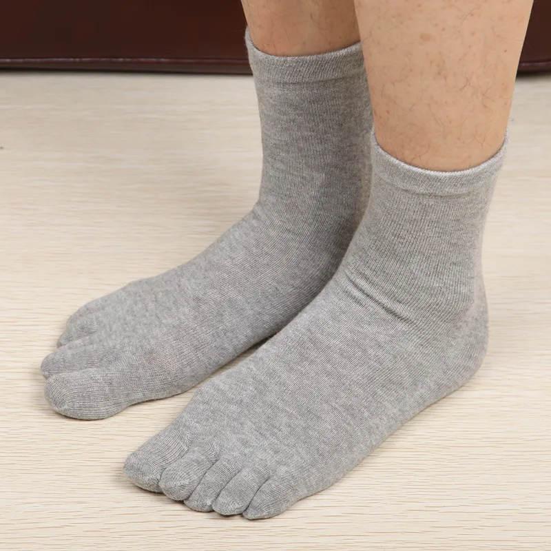 5 Pairs Five Finger Socks Men's Pure Cotton Four Seasons Mid length Short tube Solid Color Business Men's Socks Split Toe Socks