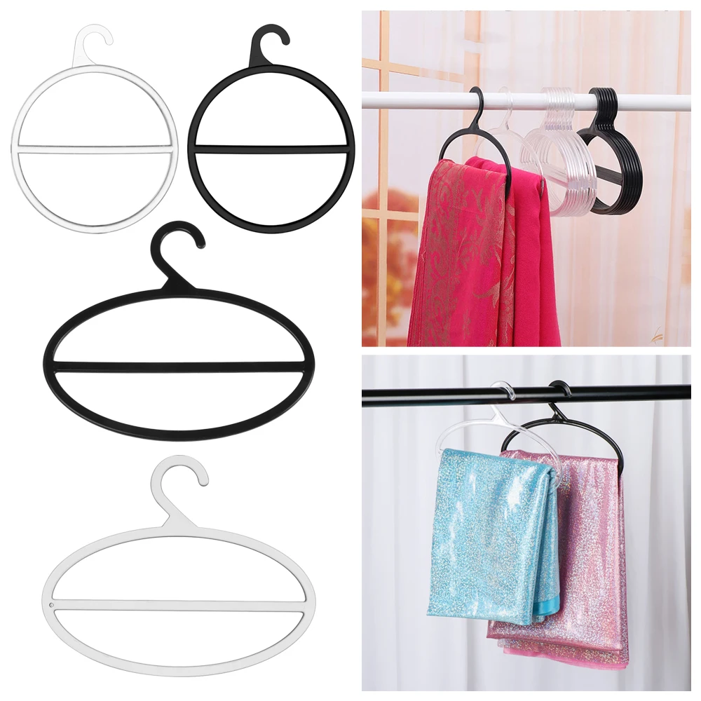 10Pcs Oval/Round Hanger Multi Purpose Plastic Rack Scarf Belt Tie Clothes Display Holder Wardrobe Cloakroom Bedroom Saving-Space
