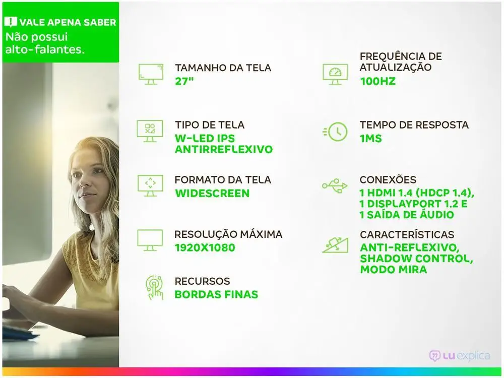 Monitor Gamer AOC27G2E1 27" Full HD IPS 100Hz 1ms HDMI DisplayPort 2