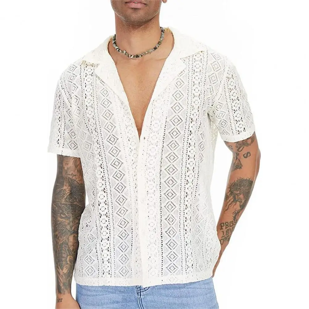 

Men Summer Top Single-breasted Men Summer Shirt Cardigan Men Summer Top
