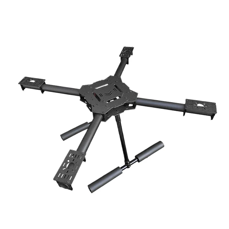 Vue latérale du cadre drone 900mm X8 en fibre carbone avec train atterrissage intégré.