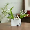 Ceramic Vase with Handle Handbag Vase Panda Pattern Home Decoration Desktop Flower Arrangement Green Plant Ornaments 1