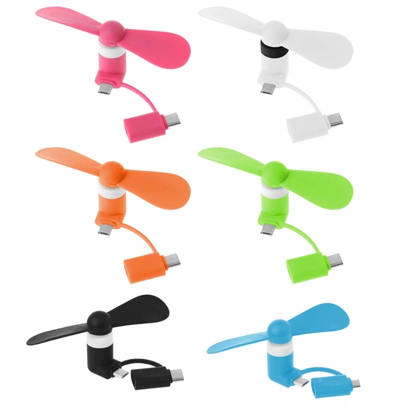 6 Colors Mini USB Fan Portable Removable USB Air Cooling Gadgets Low Power Type C Fans for Outdoor Camping Hiking