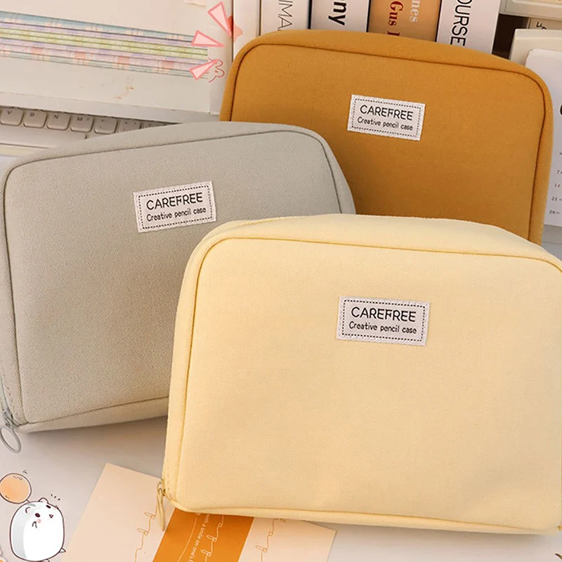 

Вместительная косметичка, милая Холщовая Сумка для ручек, органайзер, корейские школьные и офисные принадлежности для девочек, канцелярские принадлежности