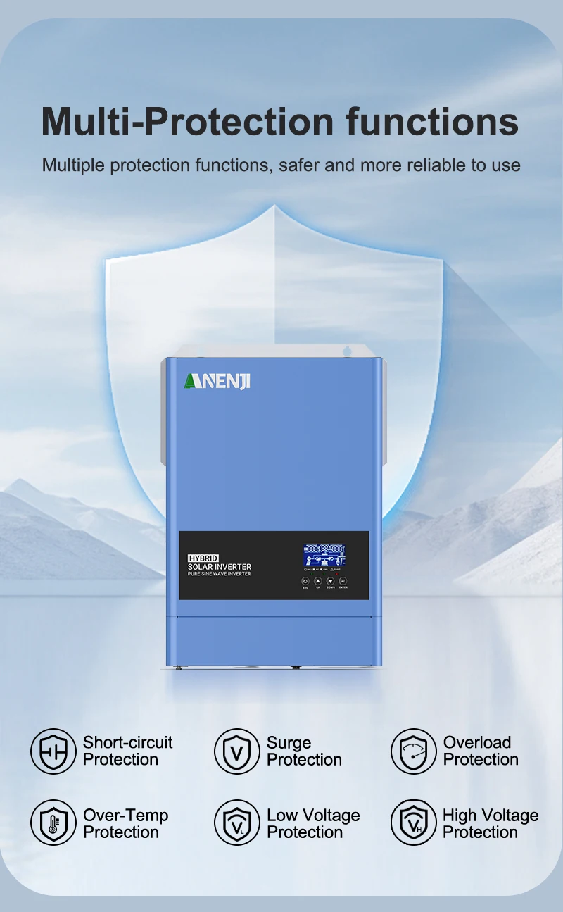 6.2KW 4KW 2KW MPPT Hybrid Solar Inverter Pure Sine Off Grid Tie 230VAC  PV 500V