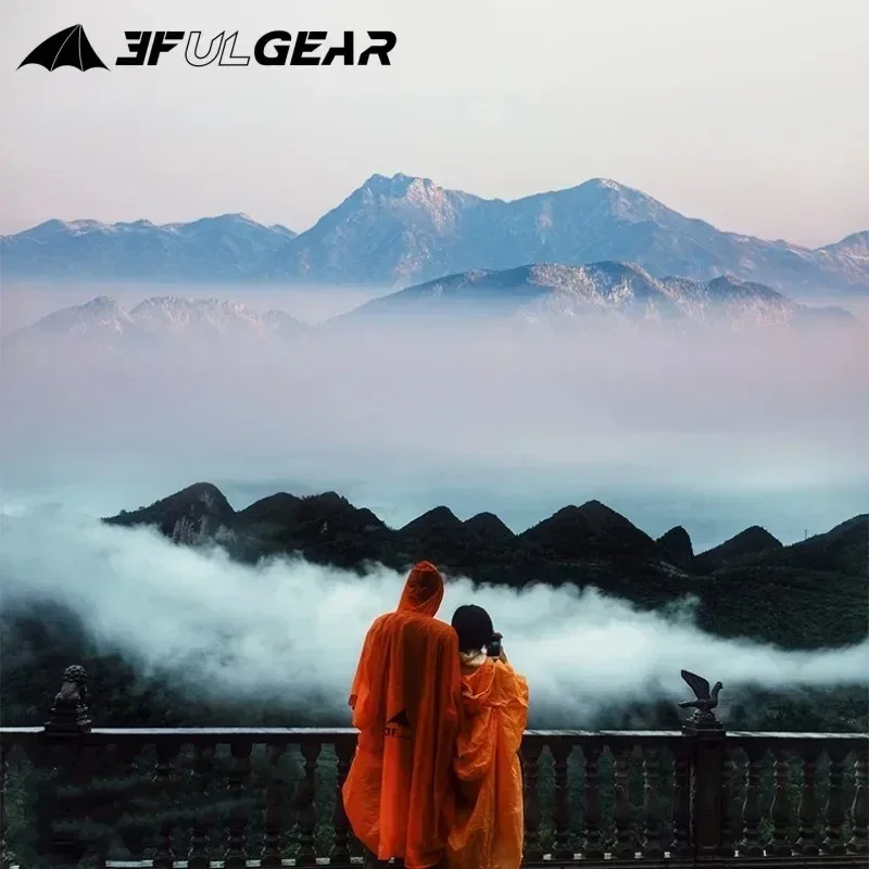 3F UL GEAR Zippered Sleeve Raincoat 15D/210T Nylon Waterproof PU5000MM Outdoor Ultralight Cycling Hiking Jackets Poncho Raincoat 4