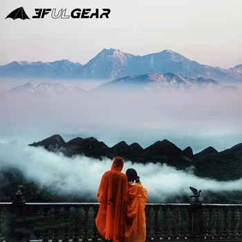 3F UL GEAR Zippered Sleeve Raincoat 15D/210T Nylon Waterproof PU5000MM Outdoor Ultralight Cycling Hiking Jackets Poncho Raincoat 4