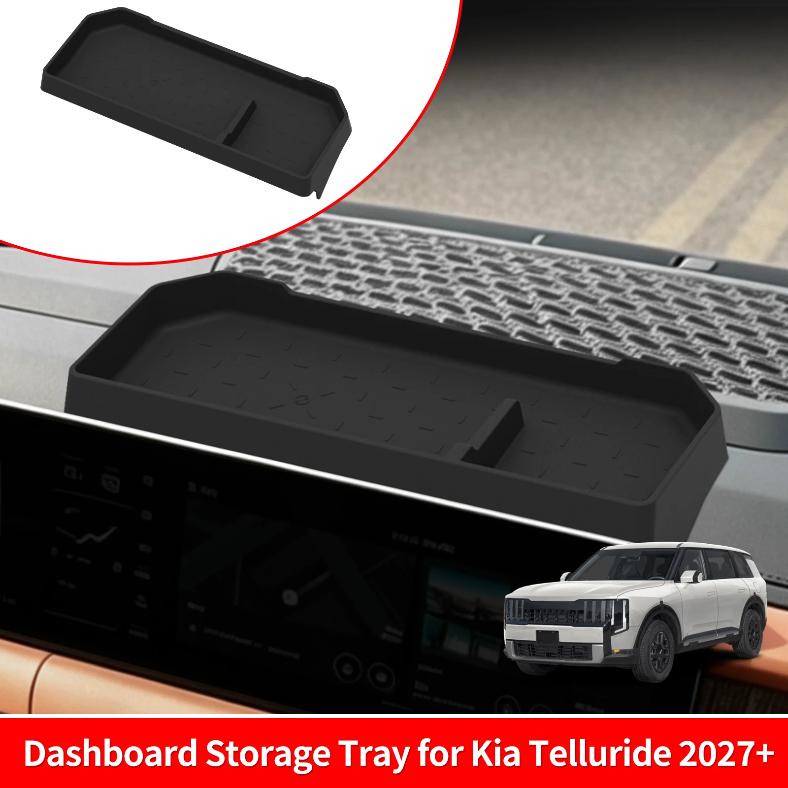 for Kia Telluride 2027+ (2nd Gen) Car Dashboard Storage Tray Display Screen Rear Storage Box Silicone Organizer Accessories