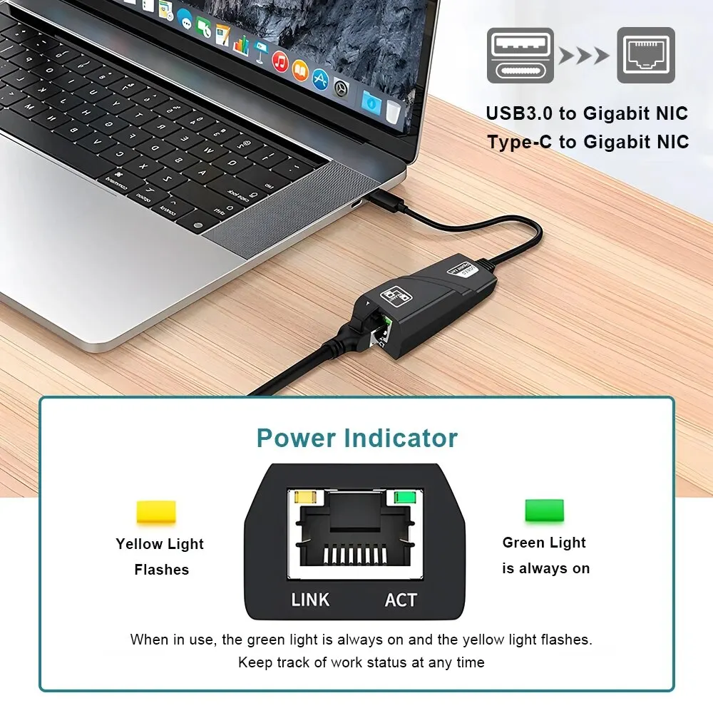 DBIT Wi-fi 어댑터 3.0 USB 허브 이더넷 유형 C-RJ45 기가비트 네트워크 카드 미니 PC 데스크탑 노트북 액세서리 플러그 앤 플레이
