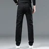 Fashion Men Straight Leg Jeans Man's Casual Black Streetwear Denim Trousers Male Cool Solid Simple Slim Fit Cheap Denim Pants 3