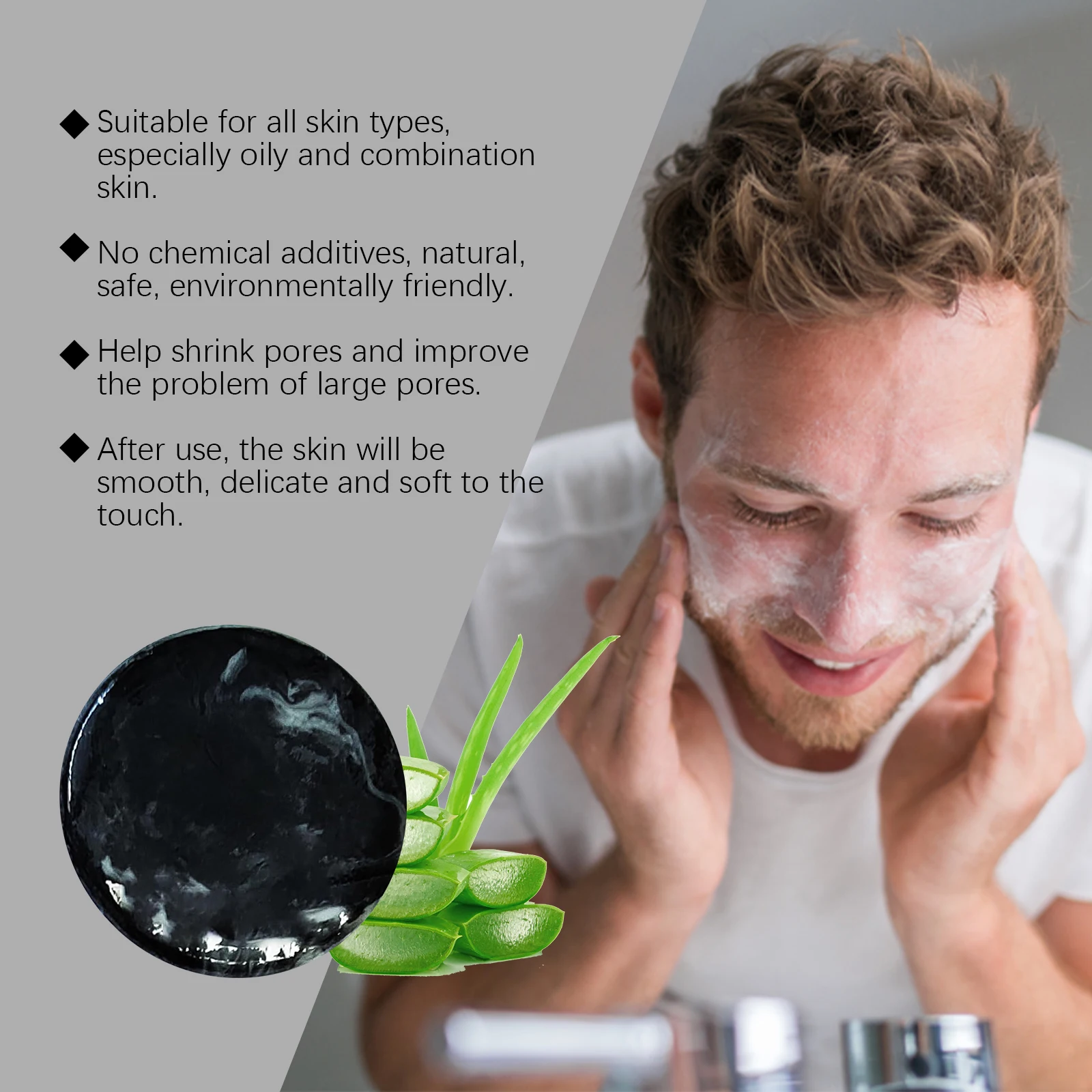 Volcanic Mud Soap Pimples Blackheads Remover Acne Oil Control Face Wash Brightening Soothing Moisturizing Men Body Cleaning Soap 6