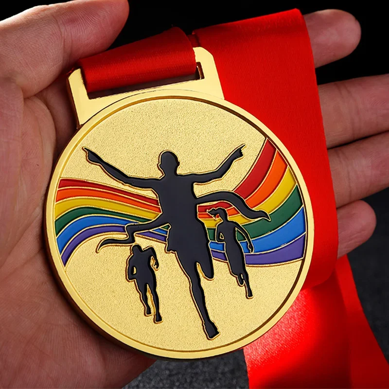 Custom-Made Metal, Marathon Running Medal, Sports, hondled, Gold, Silver and Bronze, Home Decor, Commemorative, 1Pc
