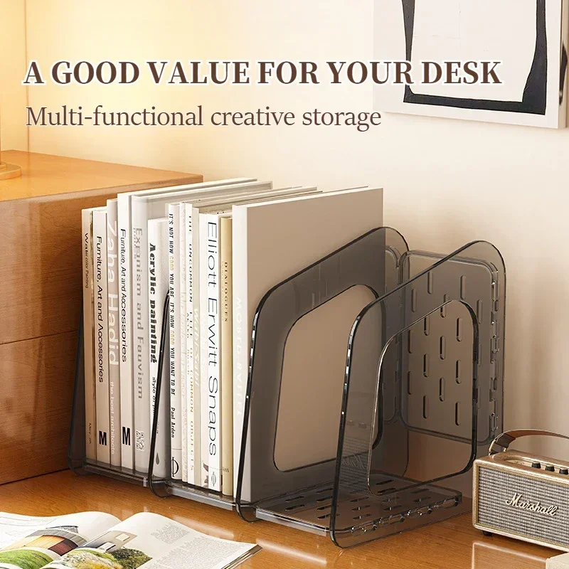 3/4/5-Section Desk File Organizer A4 Acrylic File Sorter for Office Classroom Stackable Desktop Stationery Holder Organization