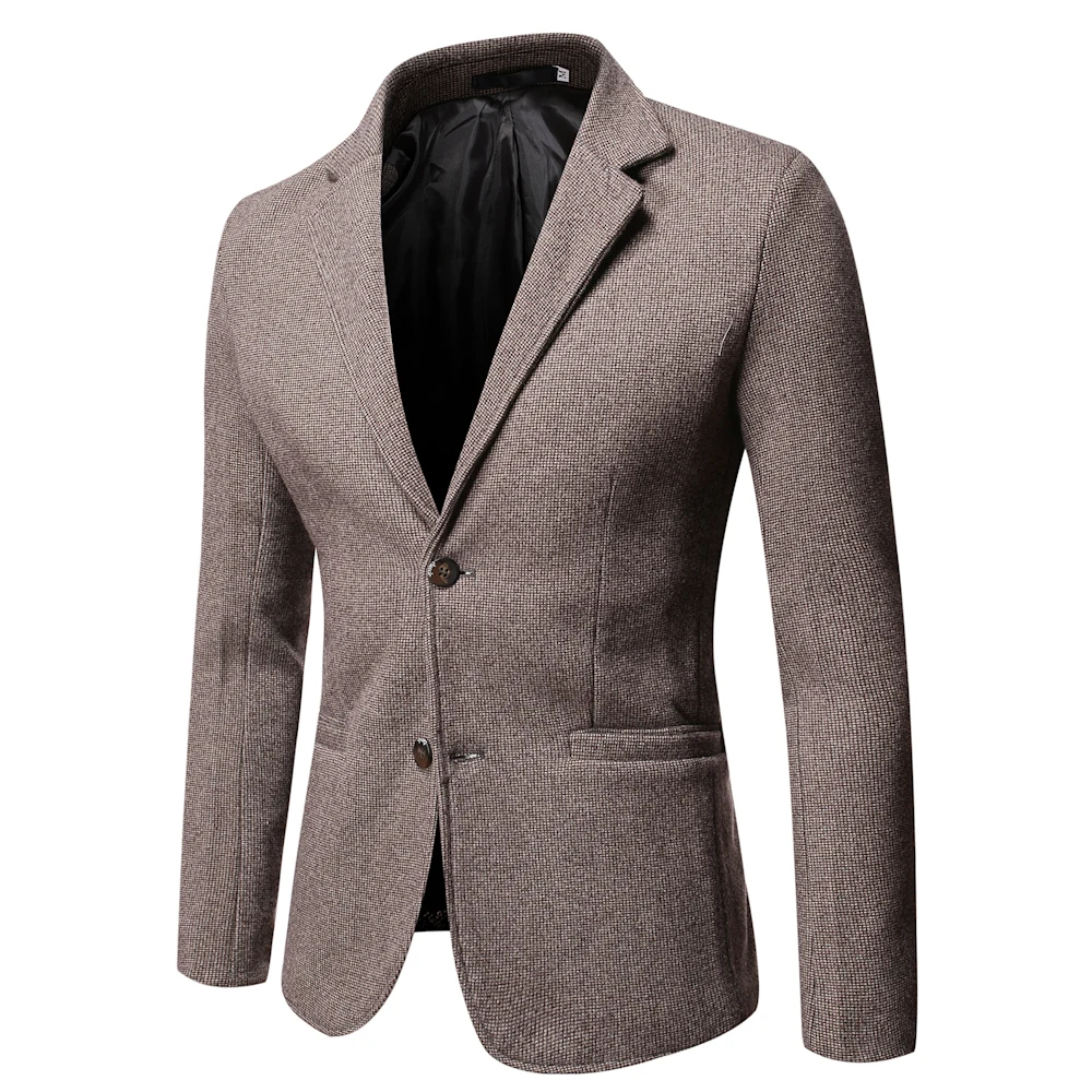 

2022 Autumn Men Casual Blazers Classic Hot-Selling Small Plaid Suit Jackets High Quality Woolen Cloth Warm Slim Fit Suit Male