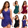 Womens One Piece Swimsuit Tummy Control Bathing Suit Solid Swimwear Tie Knot 2025 Swim Dress Plus Size XL-5XL