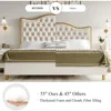 Queen/King Size Platform Bed Frame with 55" Tall Curved Headboard, Modern Velvet Upholstered Bed Frame with Deep Tufted Button 5