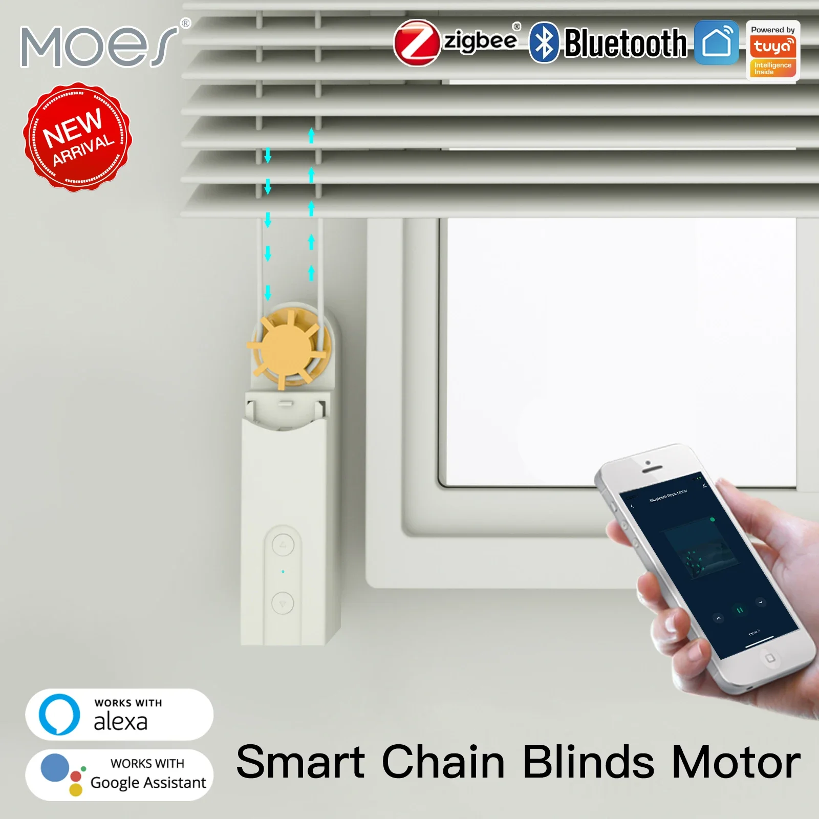 Moes-tuya Inteligente Zigbee 3.0 Inteligente Bluetooth Cortinas de Corrente Motor Motorizado Roller Shades Shades App Alexa Google Controle de Voz