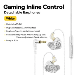 High - Fidelity USB - C Wired In - Ear Gaming Earphones with Bass Stereo and Noise - Cancelling Features (3.5mm White)