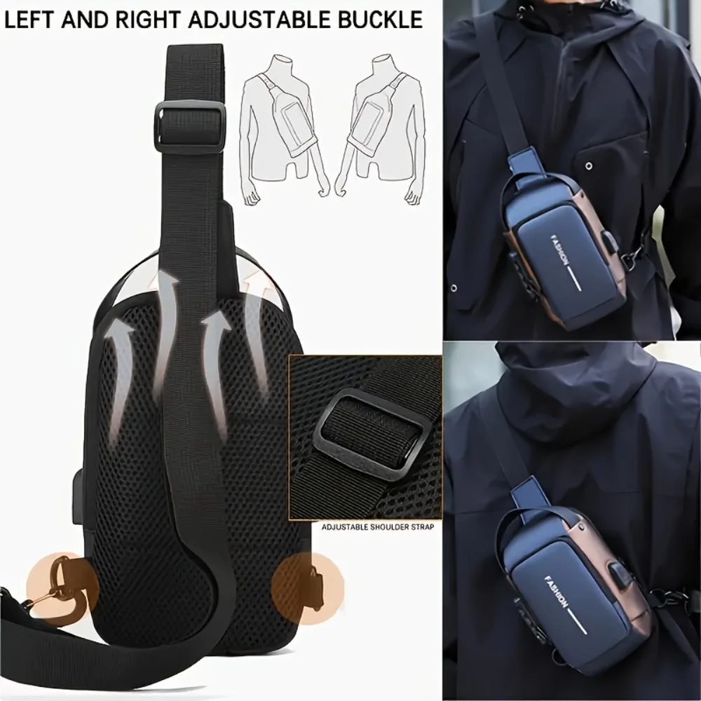 Unisex Black Shoulder Bag,Large Capacity, Stylish Casual Zipper Backpack for iPad and Everyday Use,Waist Bag Men's Password Lock