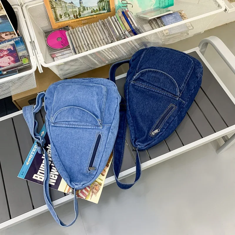 Neue Trend Mode Weibliche Tasche Denim Einfarbig Hohe Qualität Damen Brust Tasche Reise Medium Größe Pouch Schulter Tasche