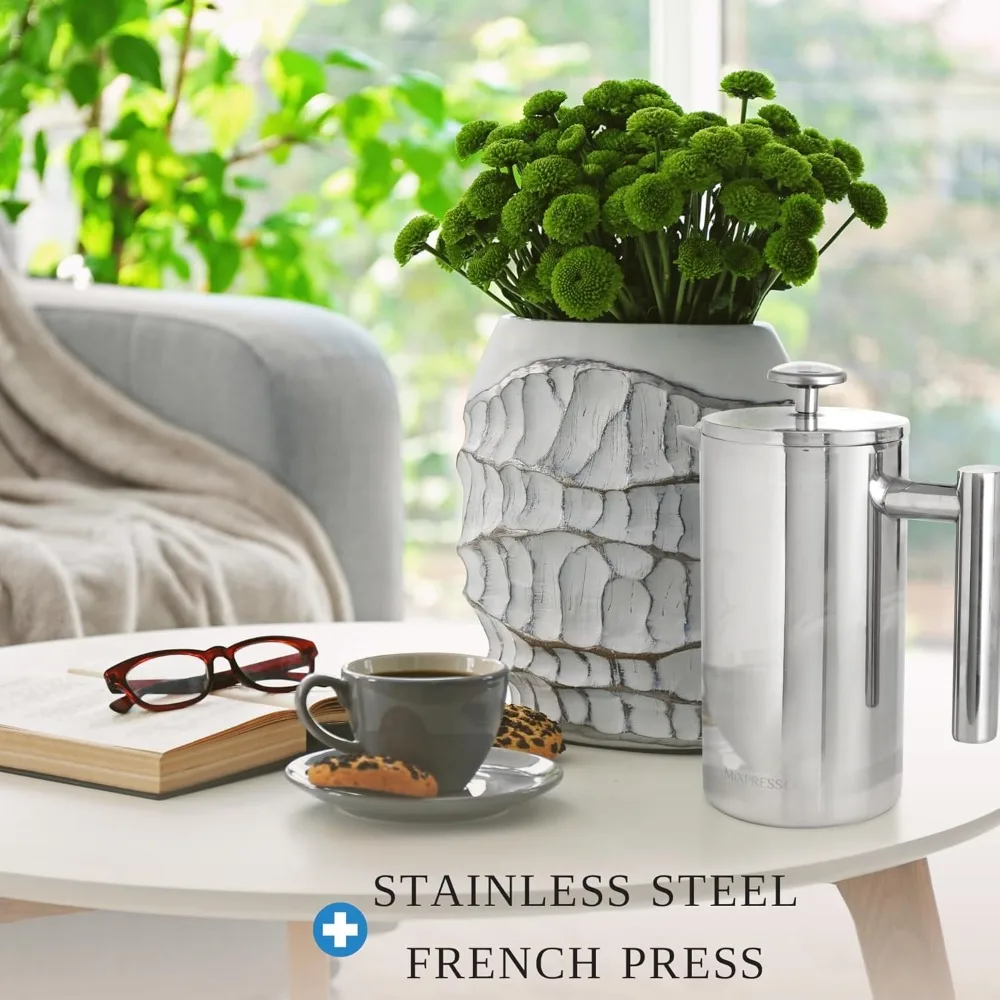 ماكينة صنع القهوة بالضغط الفرنسي من الفولاذ المقاو...