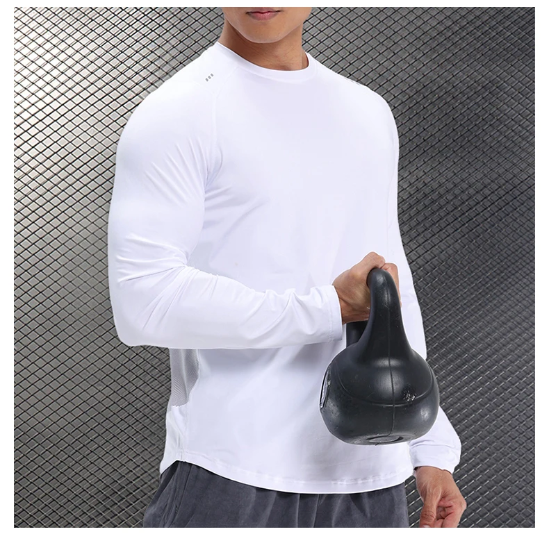 Men Compression Shirt - Long Sleeve Running Gym Top With Moisture Wicking Fabric
