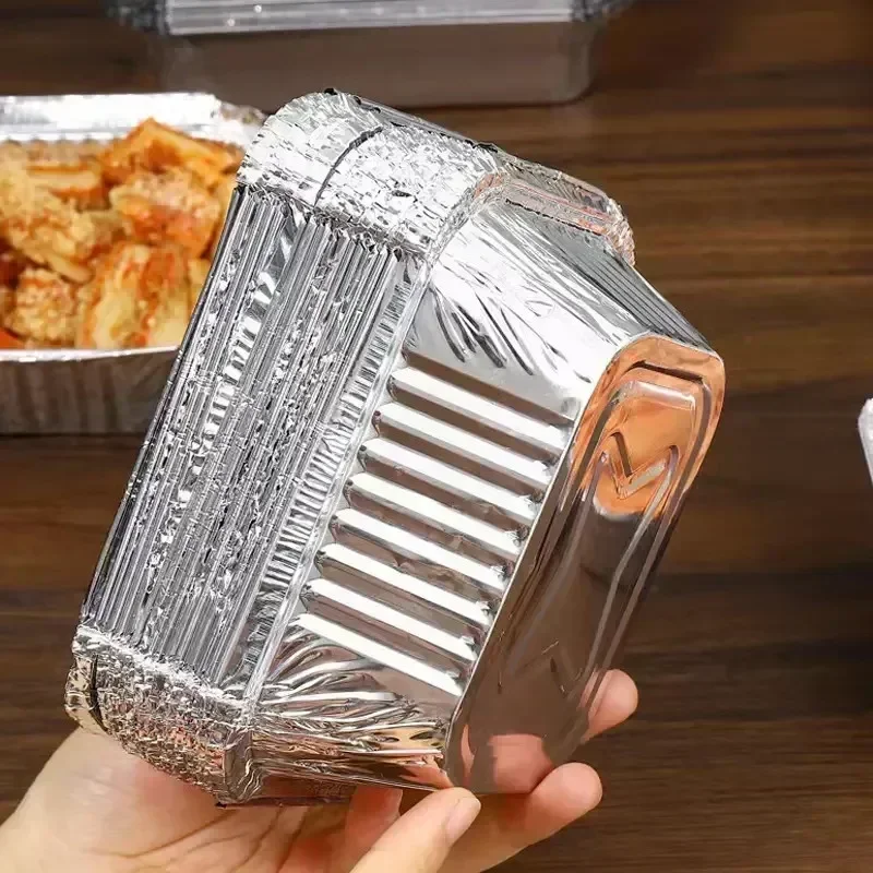 10pcs Rectangular Tinfoil Tray BBQ Special Thickened Bowl Takeaway Baking Disposable Aluminum Foil Packaging Box Kitchen Tools aluminum foil trays