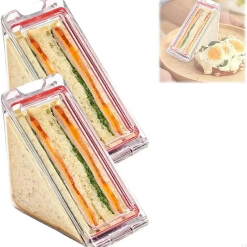 547F Triangle Sandwich Container Plastic Breakfast Holder Practical Lunch Organizers