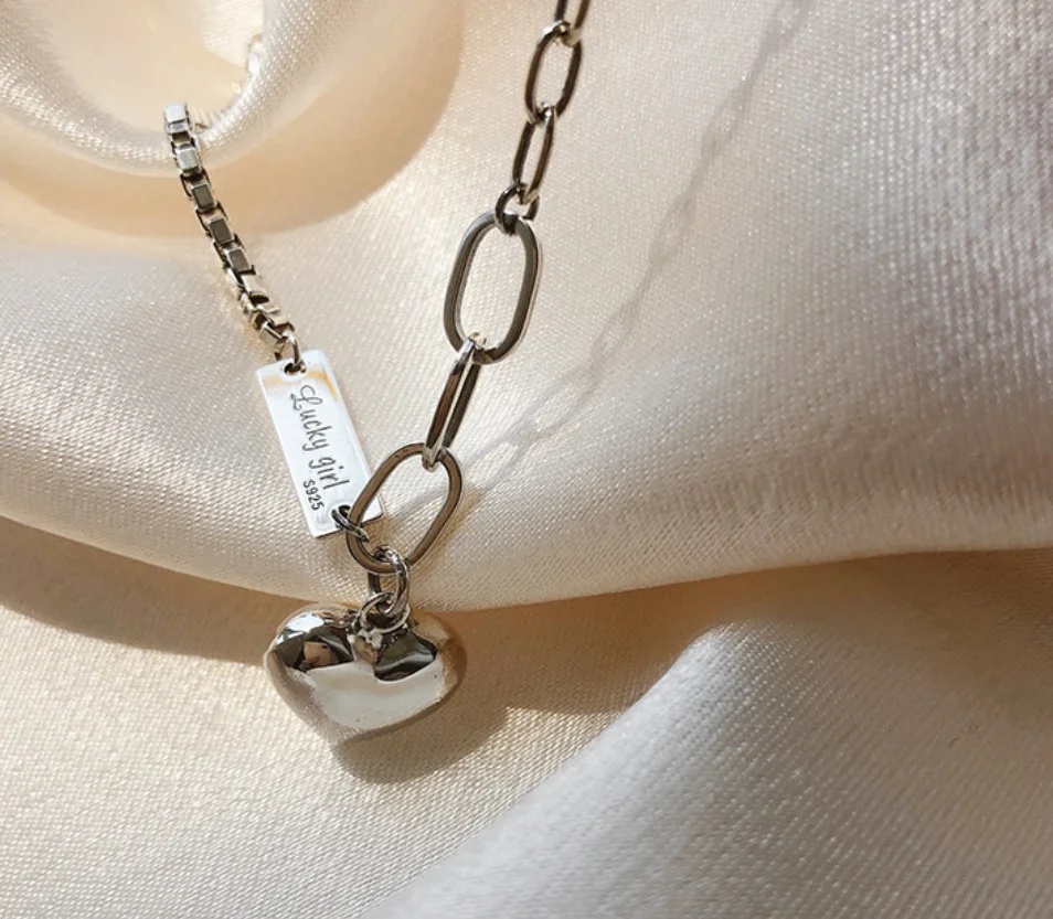 Simple silver plated retro bracelets Square Letter tag heart pendant bracelets for women fashion jewelry