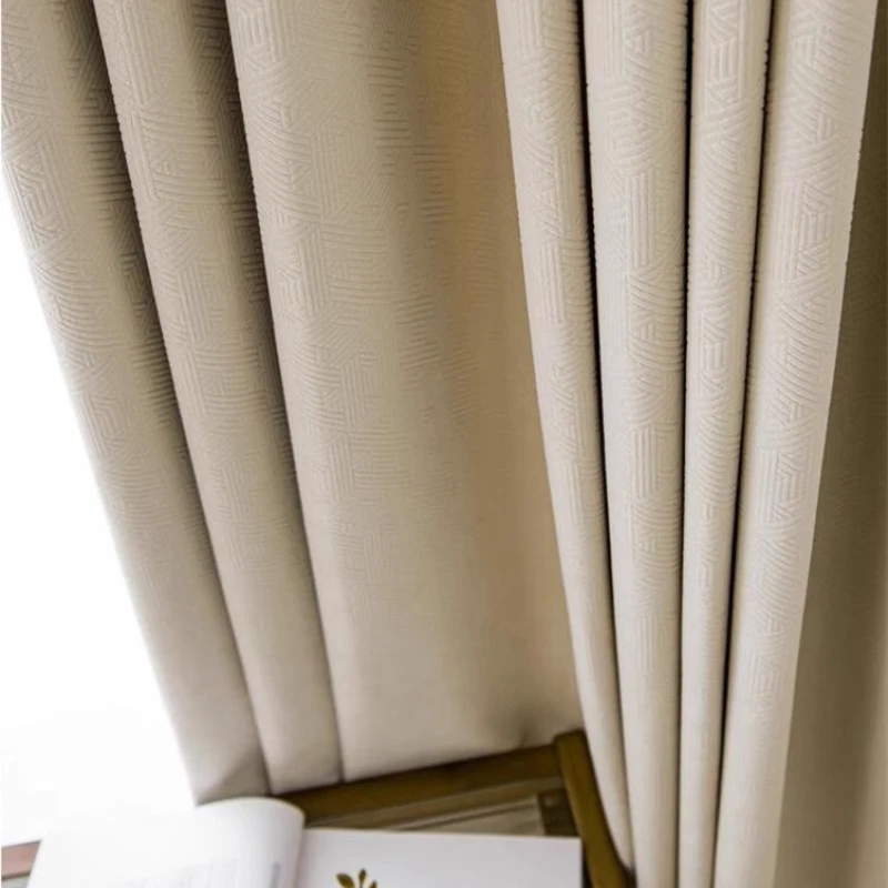 Velvet Curtains for Living Room Bedroom Modern Green Beige Solid Color White Tulle Blackout Window Treatment Drapes Custom Size - Image 4