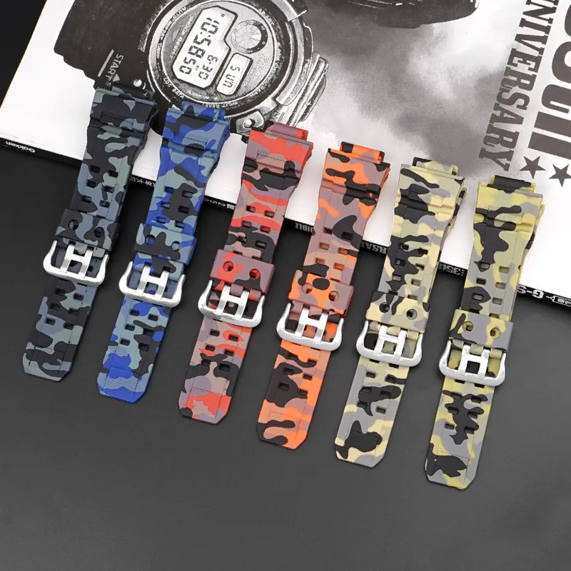 Camouflage Waterproof Resin Silicone Sport Strap for Men - Rubber Watch Band Accessories