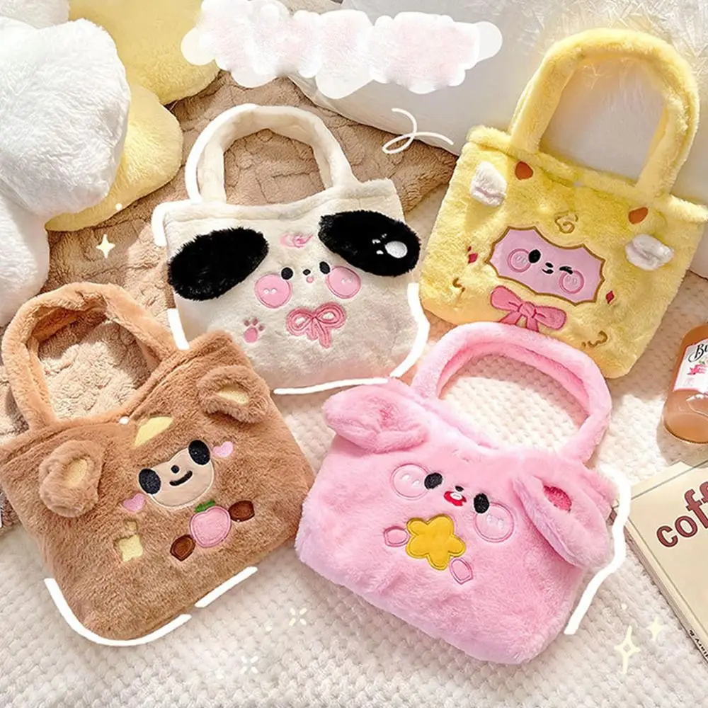 

Lovable Large Capacity Embroidery Dog Sheep Winter Shoulder Bag Storage Bag Korean Style Bag Girl Plush Handbag Subaxillary Bag