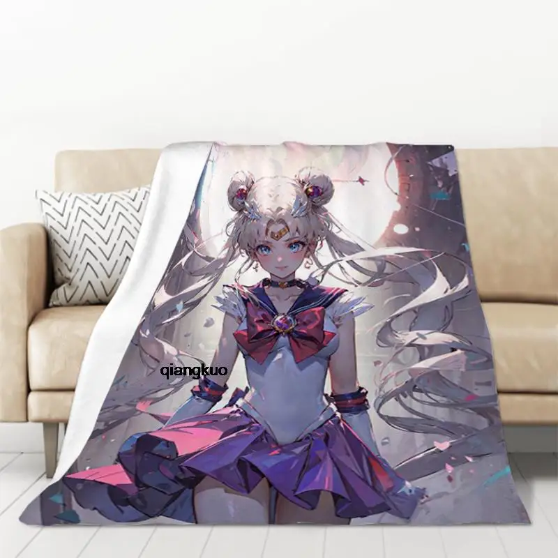 

Anime S-Sailor GIrl M-Moons Blanket Double Bed Comforter Sofa Blankets & Throws Furry Bedspread on the Bed Warm Winter Blanket