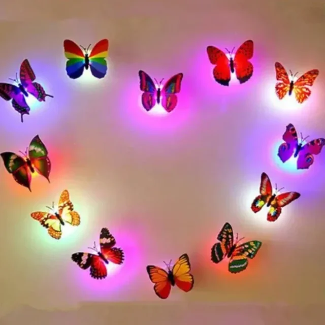 10 pièces 3D LED papillon décoration veilleuse autocollant simple et Double applique murale pour jardin arrière-cour pelouse fête fête Festive 5